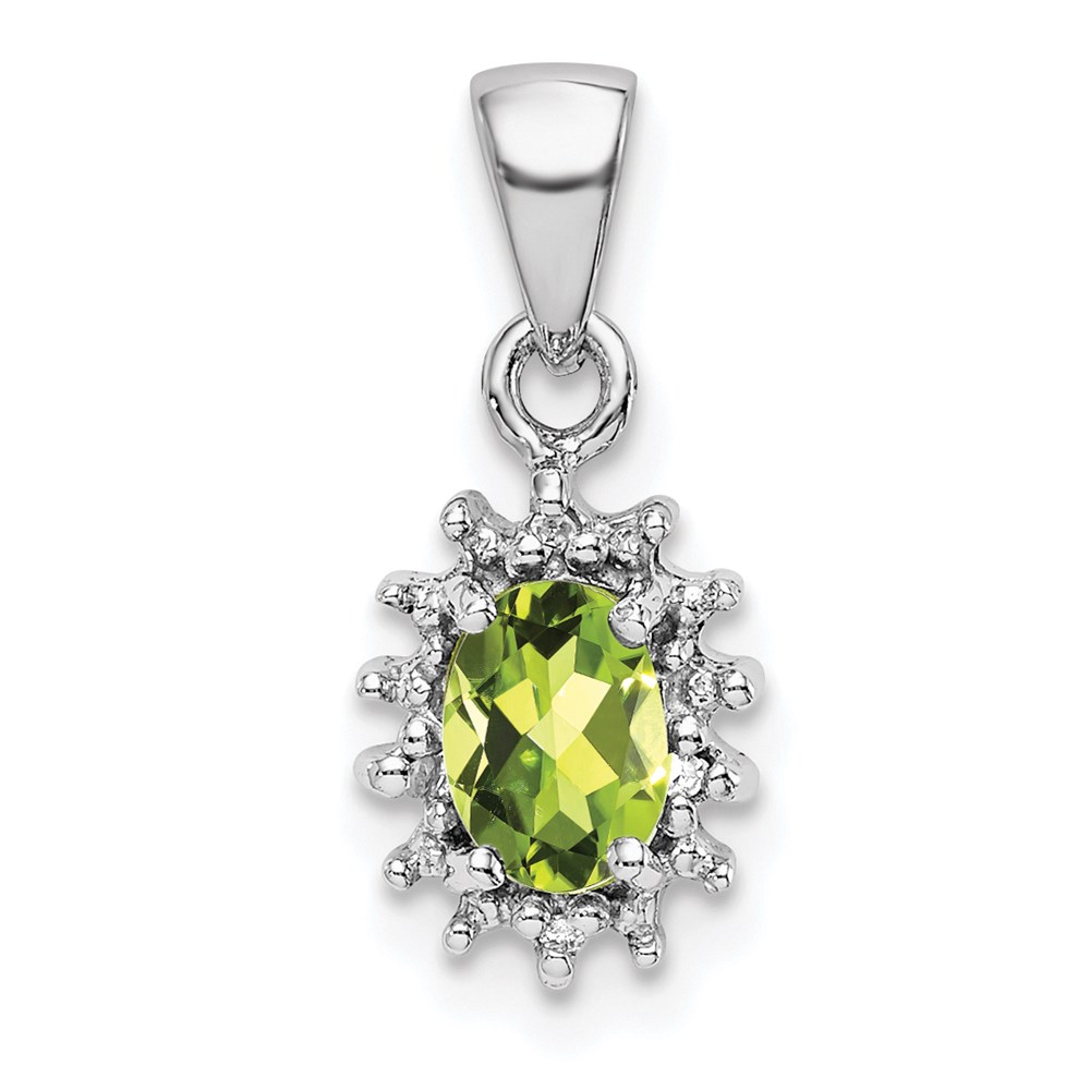 Sterling Silver Peridot August Birthstone And Diamond Ladies Mini Charm Pendant 64$